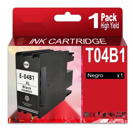 Compatible Epson T04B1 Negro Cartucho de Tinta Pigmentada C13T04B140 para WorkForce Pro WF-C8190, WF-C8610, WF-C8690