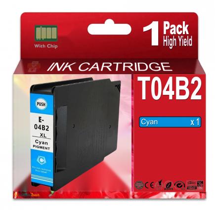 Compatible Epson T04B2 Cyan Cartucho de Tinta Pigmentada C13T04B240 para WorkForce Pro WF-C8190, WF-C8610, WF-C8690