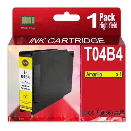 Compatible Epson T04B4 Amarillo Cartucho de Tinta Pigmentada C13T04B440 para WorkForce Pro WF-C8190, WF-C8610, WF-C8690