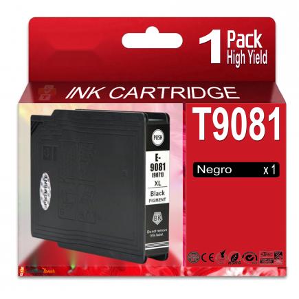 Compatible Epson T9081 Negro Cartucho de Tinta Pigmentada para Epson WF6090, WF6590