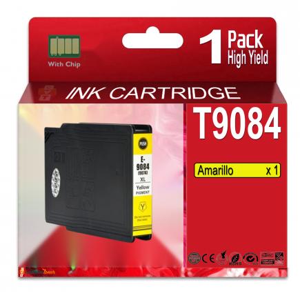 Compatible Epson T9084 Amarillo Cartucho de Tinta Pigmentada para Epson WF6090, WF6590