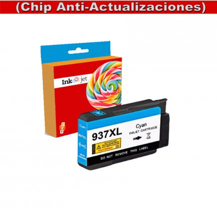 Compatible HP 937e XL / 4S6W6NE Cyan (Chip reforzado contra actualizaciones) Tinta para HP OfficeJet Pro 9110 / 9117 / 9120 / 9122 / 9123 / 9125 / 9128 / 9130 / 9132 / 9133 / 9135 / 9720 / 9730