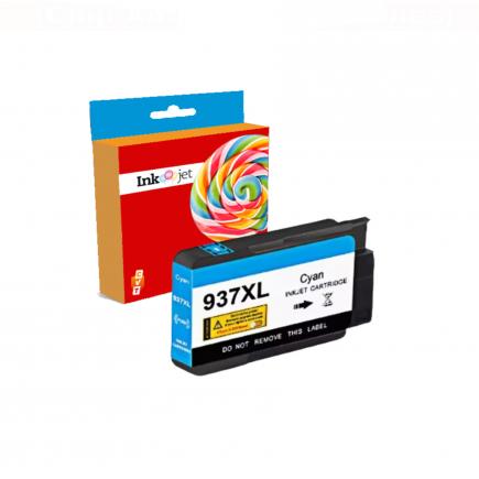 Compatible HP 937e XL / 4S6W6NE Cyan (NO usar en impresoras que terminan en E) Tinta para HP OfficeJet Pro 9110 / 9117 / 9120 / 9122 / 9123 / 9125 / 9128 / 9130 / 9132 / 9133 / 9135 / 9720 / 9730