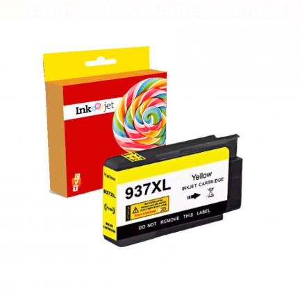 Compatible HP 937e XL / 4S6W8NE Amarillo (NO usar en impresoras que terminan en E) Tinta para HP OfficeJet Pro 9110 / 9117 / 9120 / 9122 / 9123 / 9125 / 9128 / 9130 / 9132 / 9133 / 9135 / 9720 / 9730