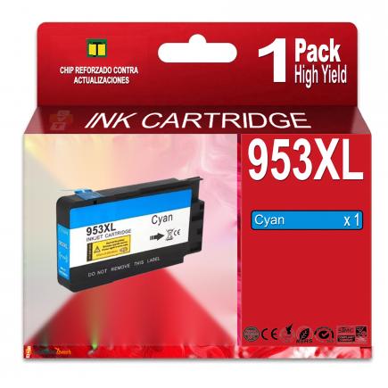 Compatible HP 953XL Cyan (Chip reforzado contra actualizaciones) Cartuchos de Tinta F6U16AE / F6U12AE
