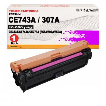 Compatible HP CE743A / 307A Magenta Toner para HP Color LaserJet CP5220, CP5225, Color LaserJet Professional CP5225