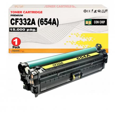 Compatible HP CF332A / 654A Amarillo Cartucho de Toner para HP LaserJet Enterprise M651dn, M651n, M651xh , M651xhm