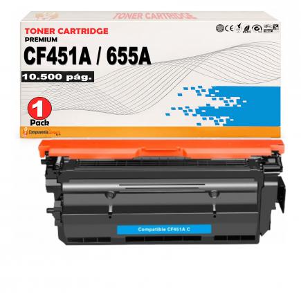 Compatible HP CF451A / 655A Cyan Toner para Hp Color LaserJet Enterprise MFP M681, M682, M652, M653