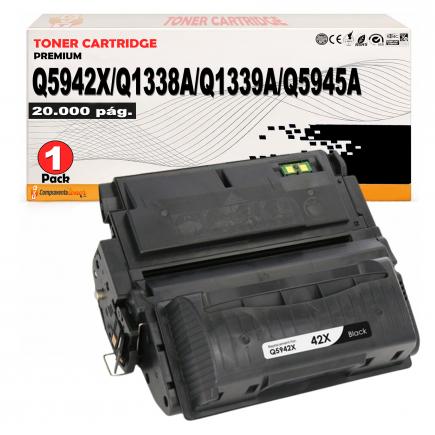 Compatible HP Q5942X / Q1338A / Q1339A / Q5945A Negro Toner Universal 42X / 38A / 39A / 45A