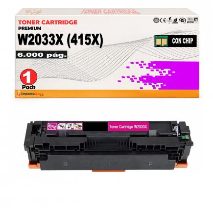 Compatible HP W2033X Magenta Toner 415X / 415A (CON CHIP) para HP Color LaserJet Pro MFP M454, M479