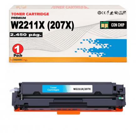 Compatible HP W2211X / 207X (CON CHIP) Toner Cyan para HP Color LaserJet Pro M255, M282, M283