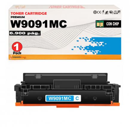 Compatible HP W9091MC Cartucho de Toner Cyan para HP Color LaserJet Managed E45028dn / MFP E47528f
