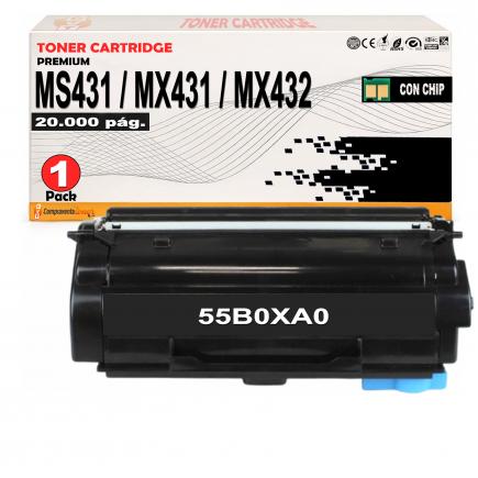 Compatible Lexmark MS431 / MX431 / MX432 Negro Cartucho de Toner (20K) 55B0XA0 / 55B2X00 / 55B2X0E