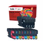 Compatible Pack 10 Brother LC980XL / LC1100XL Cartuchos de Tinta