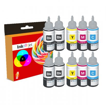 Compatible Pack 10 Epson 104 Botellas de Tinta EcoTank ET 2710, 2711, 2712, 2714, 2715, 2720