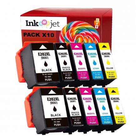 Compatible Pack 10 Epson 202XL Cartuchos de Tinta para XP6000, XP6005, XP6100, XP6105