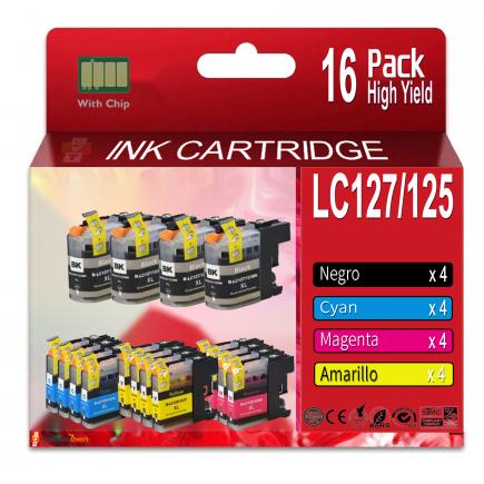 Compatible Pack 16 Brother LC127XL / LC125XL Cartuchos de Tinta