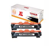 Pack 2 Toner compatibles TN1050 XL / TN-1050 para Brother DCP-1510 1512 1610W 1612W - HL-1110 1210W 1212W 1112 - MFC-1810 1910W (Alta Capacidad Jumbo)