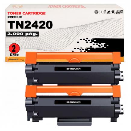 Compatible Pack 2 Brother TN2420 / TN-2420 Negro Cartuchos de Toner