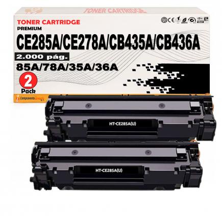 Compatible Pack 2 HP CE285A / CE278A / CB435A / CB436A Catucho de Toner 85A / 78A / 35A / 36A Negro Universal