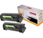 Compatible Pack 2 Lexmark MS410 / MS415 / MS510 / MS610 / 50F2X00 / 502X (10K) Toner