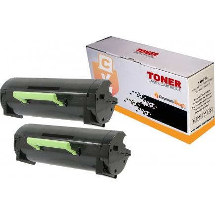 Compatible Pack 2 Lexmark MS410 / MS415 / MS510 / MS610 / 50F2X00 / 502X (10K) Toner