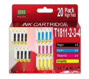 Compatible Pack 20 Epson T1811 / T1812 / T1813 / T1814 18XL Cartuchos de Tinta