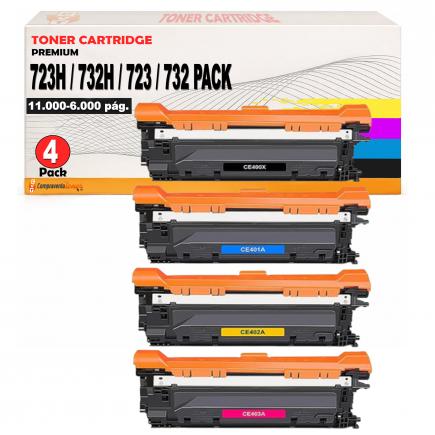 Compatible Pack 4 Canon 723H / 732H / 723 / 732 Toner para I-Sensys LBP 5480, LBP 7750, LBP 7780