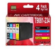 Compatible Pack 4 Epson T9081 / T9082 / T9083 / T9084 Cartuchos de Tinta Pigmentada para Epson WF6090, WF6590
