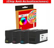 Compatible Pack 4 HP 953XL (Chip Anti-Actualizaciones) Cartuchos de Tinta Negro, Cyan, Magenta, Amarillo