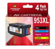 Compatible Pack 4 HP 953XL (Chip reforzado contra actualizaciones) Cartuchos de Tinta Negro, Cyan, Magenta, Amarillo