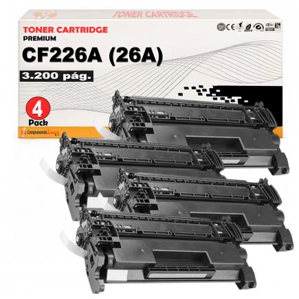 Compatible Pack 4 HP CF226A / 26A Negro Toner para HP LaserJet Pro M402, MFP M426
