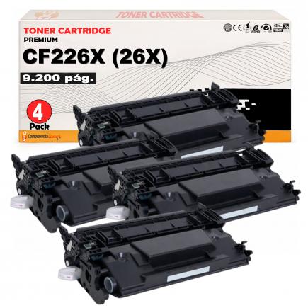 Compatible Pack 4 HP CF226X / 26X Negro Toner para HP LaserJet Pro M402, MFP M426