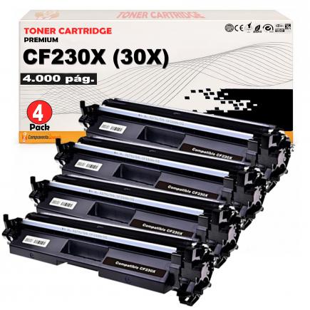 Compatible Pack 4 HP CF230X / 30X Negro Toner para HP LaserJet Pro M203, MFP M227