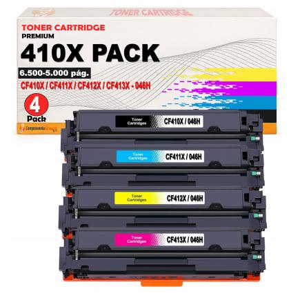 Compatible Pack 4 HP CF410X / CF411X / CF412X / CF413X - 410X Toner para HP Color Laserjet Pro MFP M377, M477, M452