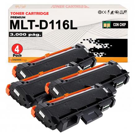 Compatible Pack 4 Samsung 116L / MLT-D116L Negro Toner para Samsung Xpress M2620 M2625 M2626 M2675 M2676 M2820 M2825 M2826 M2830