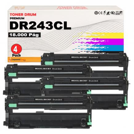Compatible Pack 4 Tambor Brother DR243 / DR-243CL Drum para DCP-L3510CDW, DCP-L3550CDW, HL-L3210CW, HL-L3230CDW, HL-L3270CDW, HL-L3280CDW, MFC-L3710CW, MFC-L3730CDN, MFC-L3750CDW, MFC-L3770CDW