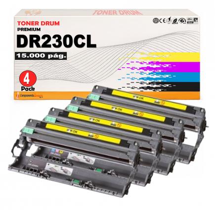 Compatible Pack 4 Tambores Brother DR230 / DR-230CL Drum para DCP-9010, HL-3040, 3045, 3070, 3075 MFC-9120, 9125, 9320, 9325