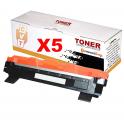 Pack 5 Toner compatibles TN1050 / TN-1050 para Brother DCP-1510 1512 1610W 1612W - HL-1110 1210W 1212W 1112 - MFC-1810 1910W