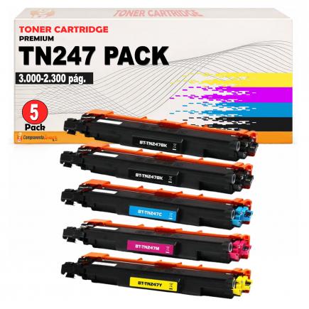 Compatible Pack 5 Brother TN247 / TN243 Toner para MFC-L3750CDW L3770CDW L3710CW DCP-L3550CDW L3510CDW L3210CW HL-L3230CDW