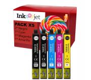 Compatible Pack 5 Epson 405XL Tintas para Epson WorkForce Pro WF3820, 3825, 4820, 4825, 4830, 7830, 7835, 7840