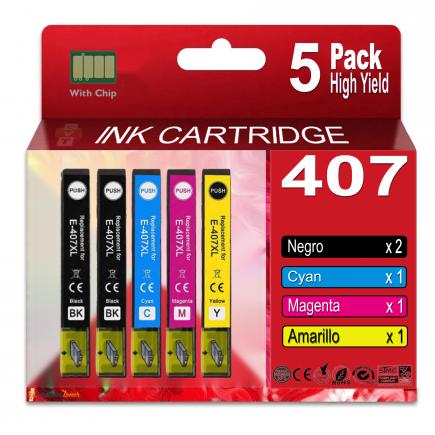 Compatible Pack 5 Epson 407 Tinta para Epson WorkForce Pro WF 4745