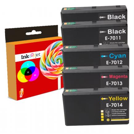 Compatible Pack 5 Epson T7011 / T7012 / T7013 / T7014 Cartuchos de Tinta