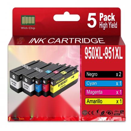 Compatible Pack 5 HP 950XL / 951XL Cartuchos de Tinta