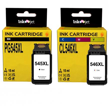 Compatible Pack Canon PG545XL Negro + CL546XL Tricolor Cartuchos de Tinta