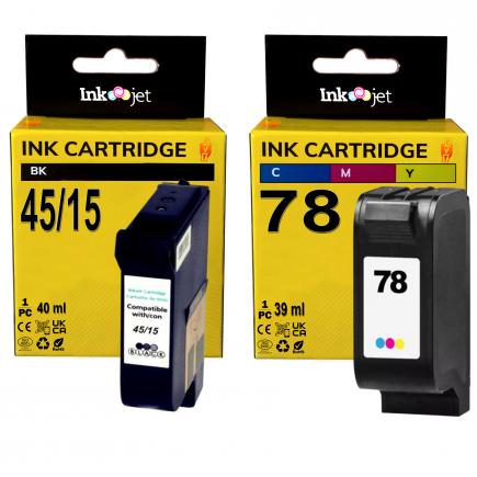 Compatible Pack HP 15 C6615DE Negro + HP 78 C6578AE Tricolor Cartuchos de Tinta