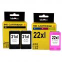 Compatible Pack HP 21XL Negro X2 + HP 22XL Tricolor Cartuchos de Tinta