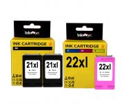 Compatible Pack HP 21XL Negro X2 + HP 22XL Tricolor Cartuchos de Tinta