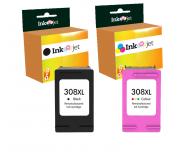 Compatible Pack HP 308XL Negro + HP 308XL Tricolor Cartuchos de Tinta Alta Capacidad / Jumbo