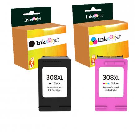 Compatible Pack HP 308XL Negro + HP 308XL Tricolor Cartuchos de Tinta Alta Capacidad / Jumbo